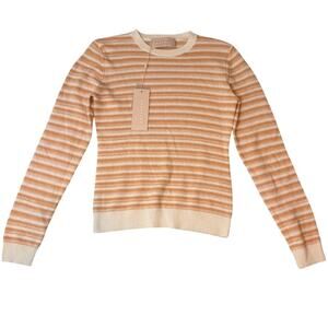 Keepsake Peach Cream Striped Sweater M NWT | Soft Luxe Knit | Preppy Fall Layer